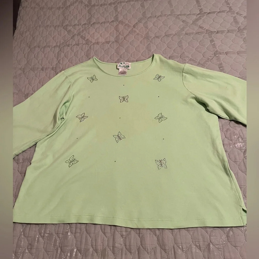 THE QUACKER FACTORY~GREEN BLOUSE~1X